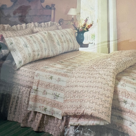 Utica Full Flat Sheet Floral Cotton Blend Percale Garden Trellis New Vintage 80s - Picture 4 of 9